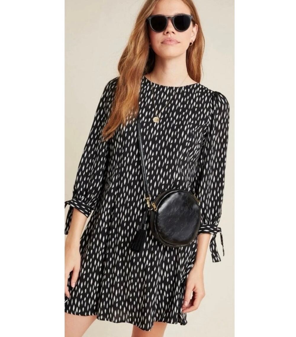 Velvet by Graham & Spencer l Anthropologie Sz S Black Marnita Challis Mini Dress